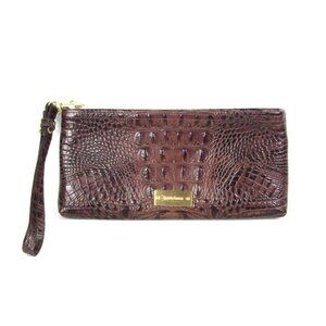NWOT: Brahmin Florence Pecan Melbourne Croc Leather Wristlet Clutch